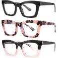 thumbnail image 1 of GFDYREE 3 pack Oprah style Spring hinge Readers Blue Light Blocking Computer Square Reading Glasses for Women Men, 1 of 6