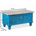 thumbnail image 3 of Wooden Carving Coffee Table/ Lifting Top Coffee Table/Coffee Table Storage/Small Coffee Table/Storage Trunk/rustic coffee table - Sky Blue, 3 of 6