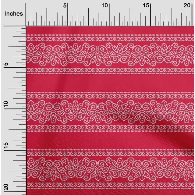 oneOone Polyester Lycra Red Fabric Floral Bandhani Sewing Craft Projects Fabric Prints By Yard 56 Inch Wide
