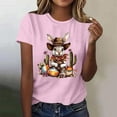 thumbnail image 4 of Mujeres de Manga Corta Tops Casual Nuevo Cuello Redondo Pascua, Ligera Camiseta de Poliéster Spandex, 4 of 4