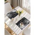 thumbnail image 5 of Black Marble Placemats Set of 6, Vintage Abstract Grey Fluid Aesthetic Placemats for Dining Table, Place Mats for Kitchen Tabletop, Waterproof Wipeable Dining Table Mats Set, 5 of 9