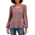 thumbnail image 3 of Women Long Sleeve Puff Sleeve Tops Square Neck Tank Tops Oversized Shirts Flowy Tops Comfy Clothes Fall Outfits Business Casual Tops Casual Top Layering Tops Collared Shirts, 3 of 4