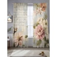 thumbnail image 5 of Sheer Curtains 96 Inches Long, Farmhouse Pink Floral Light Filtering Window Curtains for Living Room, Spring Vintage Botanical Flowers Rod Pocket Voile Sheer Curtain Drapes, 52"W x 96"L, 2 Panels, 5 of 8