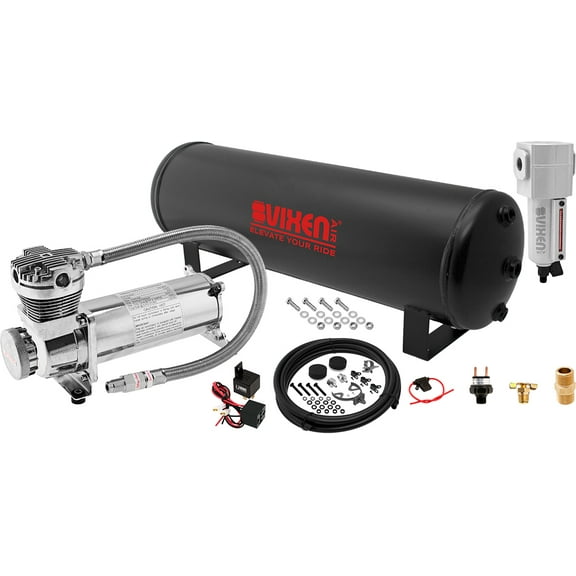 Vixen Air Suspension Kit for Truck/Car Bag/Air Ride/Spring. On Board System- 200psi Compressor, 4 Gallon Tank. For Boat Lift,Towing,Lowering,Leveling Bags,Onboard Train Horn,Semi/SUV VXO4841CF