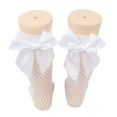 thumbnail image 3 of Faithtur Femmes Filles Chaussettes Résille, Bas de Mode Bas de Bas de Mode en Maille de Genou avec Noeud en Satin, 3 of 6