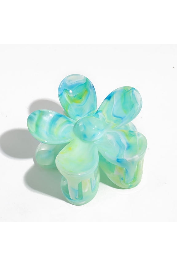 3pcs Gradient color Plastic Claw Hair Clips for Women Girls Flower Turquoise 73x70mm