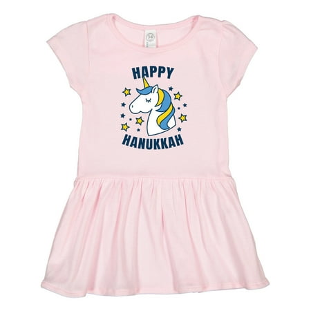 

Inktastic Happy Hanukkah Unicorn in Gold and Yellow with Stars Gift Toddler Girl Dress