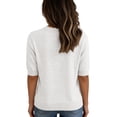 thumbnail image 3 of Garbnen Ribbed Tops for Women Knitted Scalloped Neck Women's Short Sleeve Shirts Lightweight Spring Summer Fashion Basic Crew Sweater Women White M, 3 of 3
