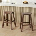 thumbnail image 2 of Costway 29" Patio Bar Stool Set of 2 with Curved Seat & Footrests for Backyard Outdoor Brown, 2 of 8