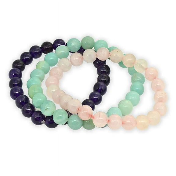 8MM Three Piece Stackable Opaque Stretchy Bracelets