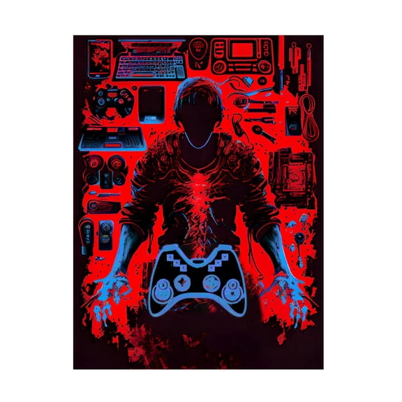Canvas Wall Art - Sasha 'Gamer Dude III' Wall Art for Living Room, Bedroom, or Office Décor by Trademark Fine Art - 14 x 19 Inches