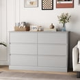 thumbnail image 3 of Bedroom Dresser Gray 6 Drawer Dressers Storage Chest of Drawers Double Dresser Storage Side Cabinet Room Furniture for Bedroom Living Room, 3 of 5
