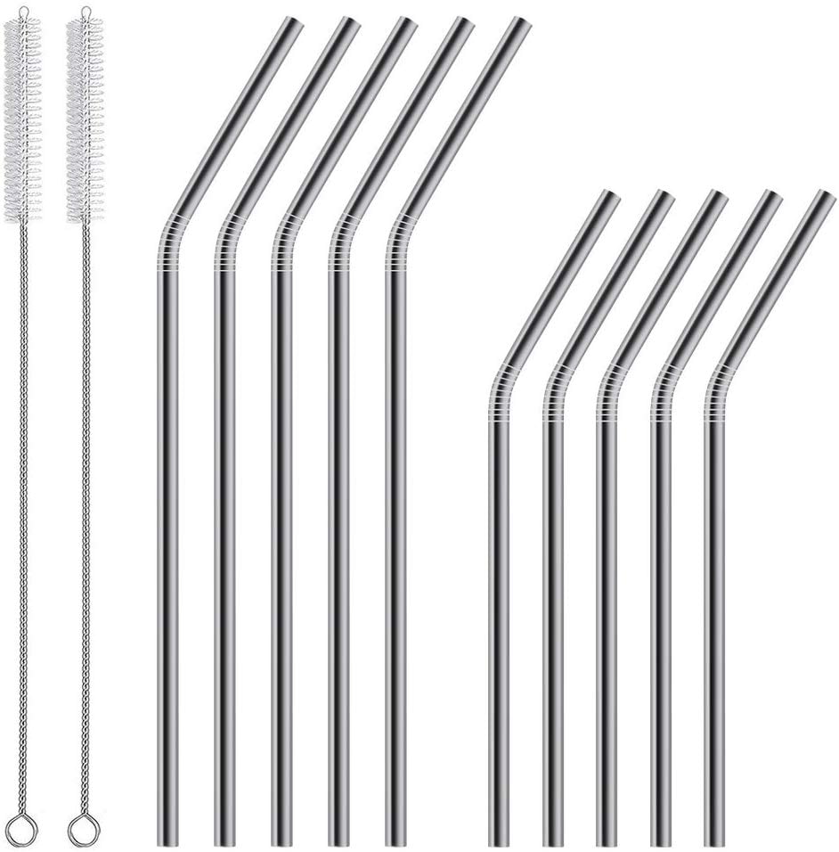 Stainless Steel Straws,Set of 16 10.5" FDA-Approved Reusable Drinking 