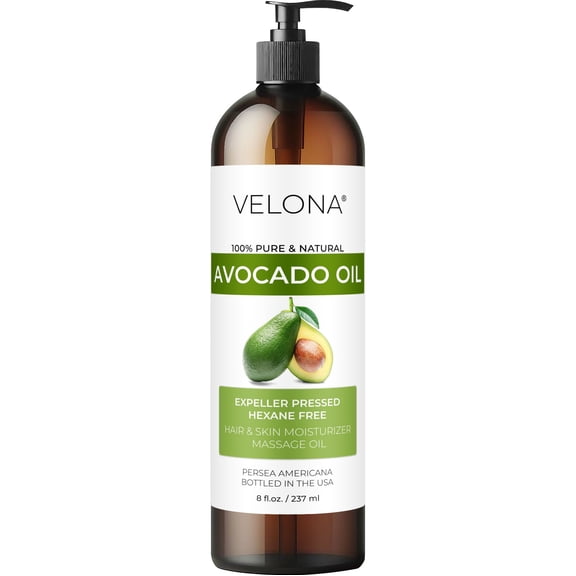 Velona Avocado Oil 8 Fl Oz | 100% Pure and Natural Carrier Oil | Expeller-Pressed | Hair, Body and Skin Care | Use Today - Enjoy Results