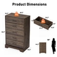 thumbnail image 2 of CHITOOMA 5 Drawer Dresser Wooden, Fluted Tall Dresser for Bedroom, Chest of Drawers for Living Room Hallway, Walnut, 2 of 7