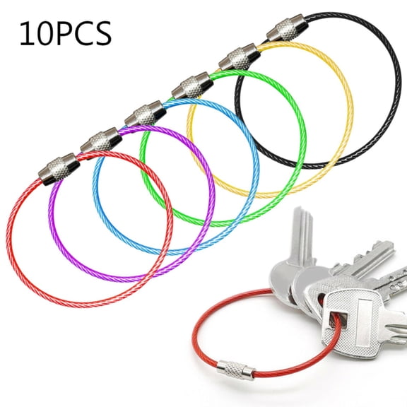 YYKihy 10Pcs Wire Keychain Cables Wire Cable Keyrings Key Holder Large Key Ring Loops For Outdoor Hiking Hanging Luggage Tags Keys And ID Tag