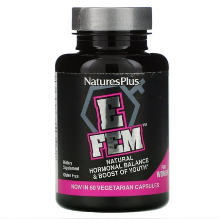 Nature's Plus E Fem for Women, Natural Hormonal Balance & Boost of Youth, 60 Vegetarian Capsules