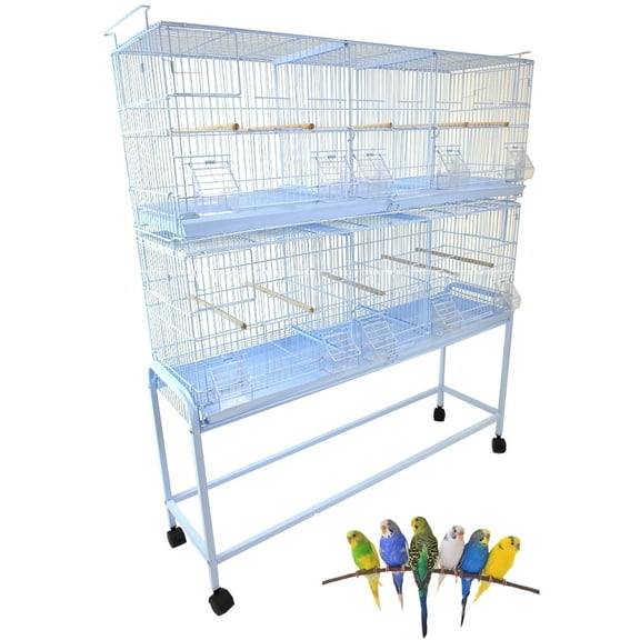 EXTRA LARGE Combo-2 of Triple Stack & Lock Breeding Breeder Flight Bird Cage Double Center Dividers and Side Breeding Nest Box Doors With Rolling Stand