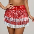 thumbnail image 2 of XIAOCHA Womens Sequin Fringe Mini Skirt Fitted High Waist Shiny Skirt Sparkly Glitter Party Skirts, 2 of 4