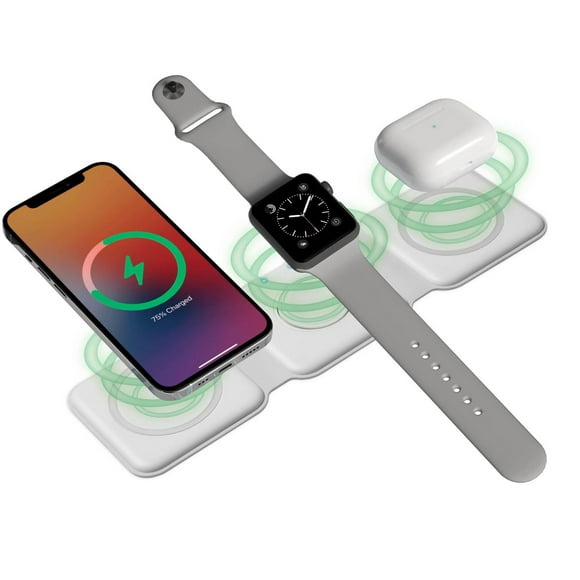 Merkury 3-in-1 Magnetic Wireless Charging Station, 3-in-1 Magnetic Wireless Charging Station