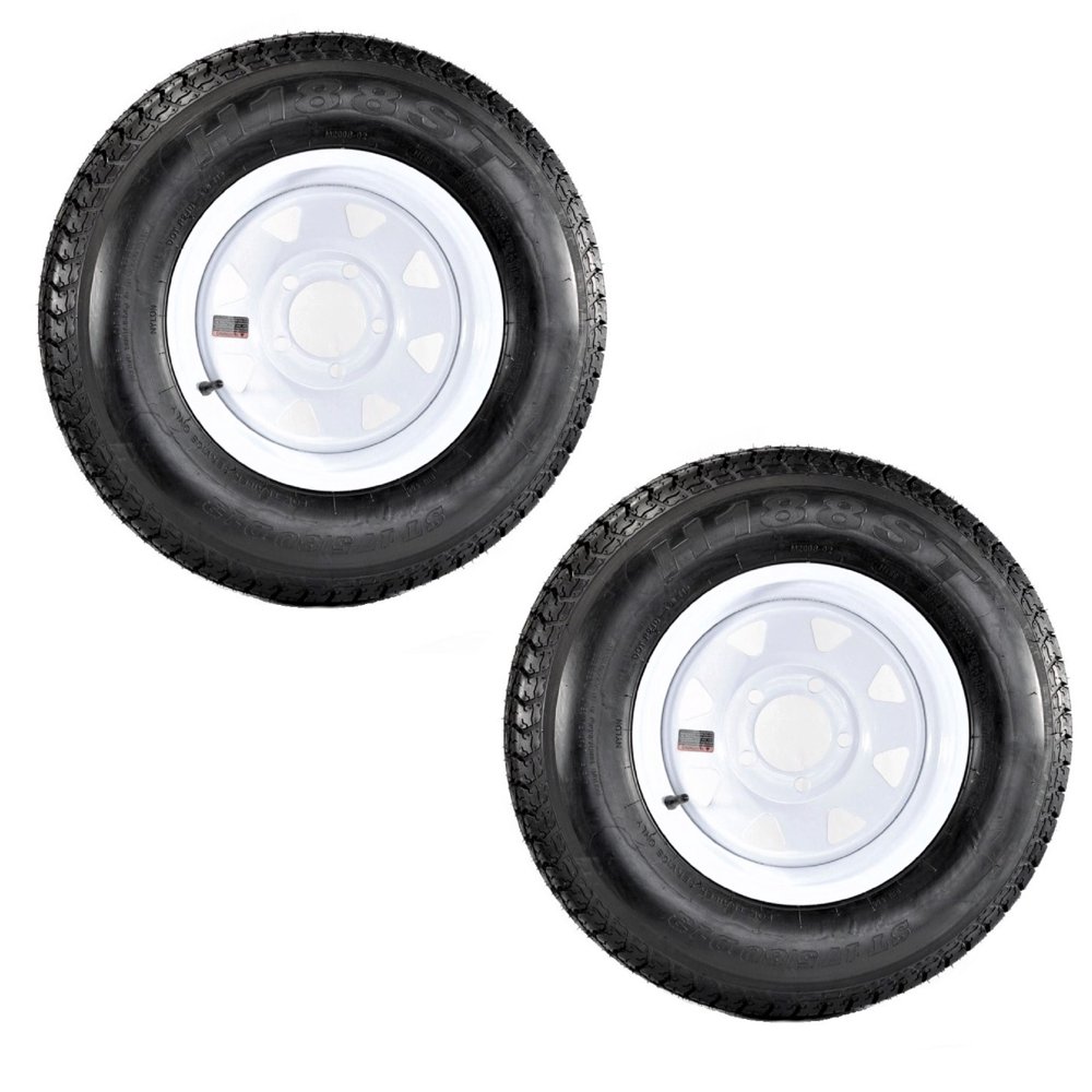 2 Pack Trailer Tire On Rim St175 80d13 175 80 D 13 In Lrc 5 Hole White Spoke