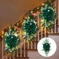 thumbnail image 2 of 1 Pack Christmas Artificial Swags, 24" Xmas Door Stair Swags, Teardrop Swag Cordless Prelit Christmas Stairway Decorations with LED Lights for Indoor Outdoor Decor (Green, Classic Style), 2 of 7