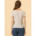 thumbnail image 3 of Unique Bargains Women's Floral Contrast Color Lace Trim Square Neck Blouse, 3 of 6