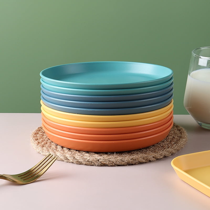 Haomacro 8 PACK 6 Inch Lightweight Plastic Plates, Unbreakable Deep