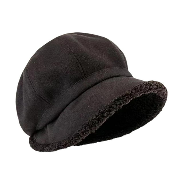 Boina con forro cálido, informal, cómoda y plana para vacaciones, citas y conducir. negro