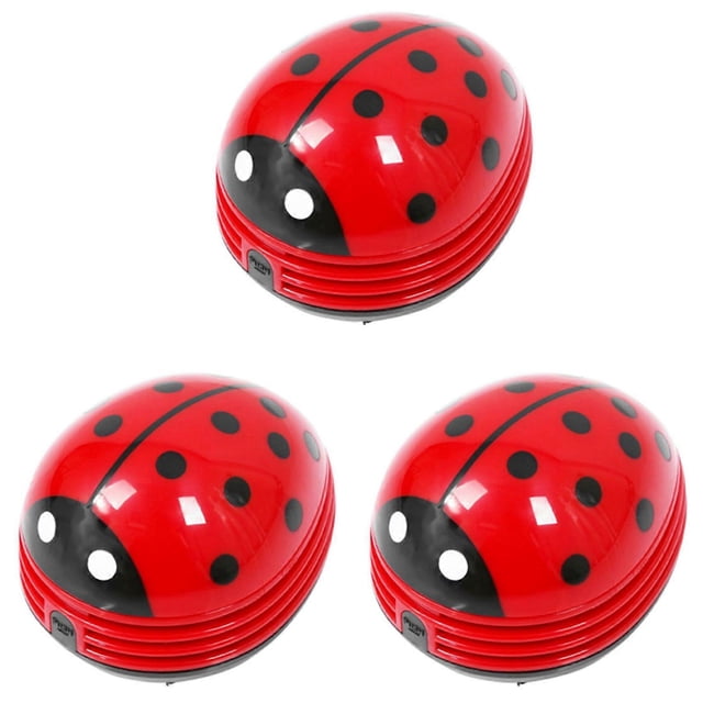 3X Ladybug Patterned Battery-Operated Mini Vacuum Table Dust Cleaner