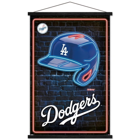 MLB Los Angeles Dodgers – Neon Helmet 23 Wall Poster with Magnetic Frame 22.375 x 34