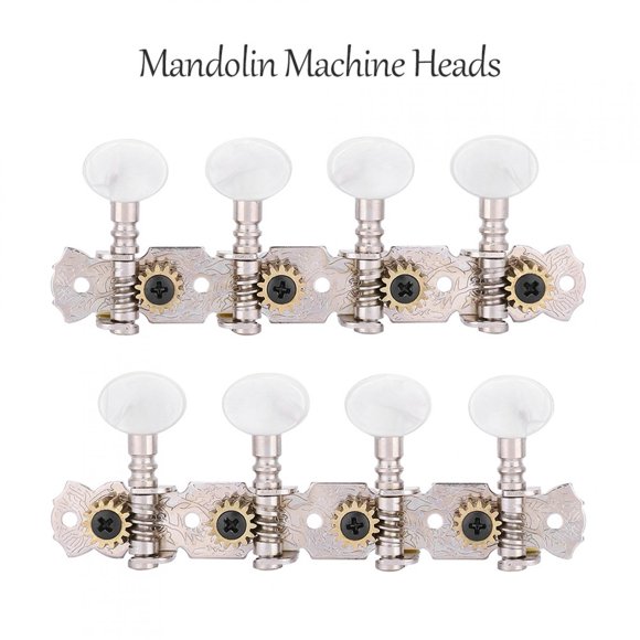 Ymiko White + Silver Tuning Pegs, Mandolin Machine Head, For 8 String Mandolin Tuners