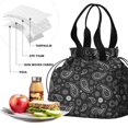 thumbnail image 4 of Paisley Pattern Drawstring Lunch Bag Women - Drawstring Lunch Bag Insulated for Work Office - Stain-Resistant Large Lunchbags for Women with Multi-Pockets, 4 of 6