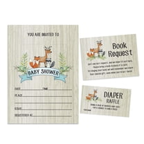 Inkdotpot Set Of 30Jungle Animals Baby Shower Invitations-Diaper Raffle Tickets And Baby Shower Book Request Cards Its a Boy Its a girl Invites