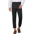 thumbnail image 1 of INSPIRE CHIC Pantalon Habillé à Rayures pour Homme, devant Plissé, Affaires, Fuselé, Court, 30, Noir, 1 of 5