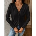 thumbnail image 2 of Cogild Long Sleeve Button Front Cardigans for Womens Lightweight Solid Color Tops with Unique Scalloped V-Neckline Fall Cardigans for Womens Casual and Stylish Cardigans, 2 of 7