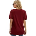thumbnail image 4 of Babyfond Womens Summer Tops V Neck T Shirts Swiss Dot Puff Sleeve Tops Loose Casual Tshirts,Red, 4 of 6