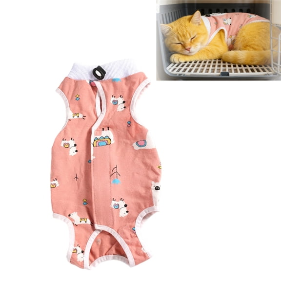Cat Recovery Suit Female, Breathable Cat Onesie After Surgery Female for Cats After Surgery Recovery, Kitten Onesie After Spay Wear Anti Licking, Light pink,S
