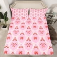thumbnail image 3 of Homewish Pink Princess Bowknot Twin Sheet Sets, Cartoon Stars Print Twin Fitted Sheet, Merry Christmas Flat Sheet, Microfiber Bedroom Decor, 3pcs, 3 of 8