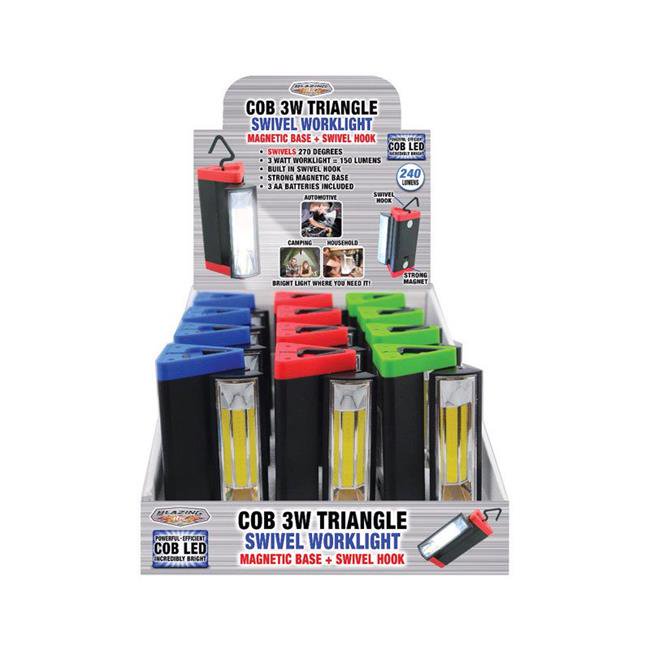 Blazing LEDz 9626664 3W Triangle 240 Lumens Assorted LED COB Flashlight