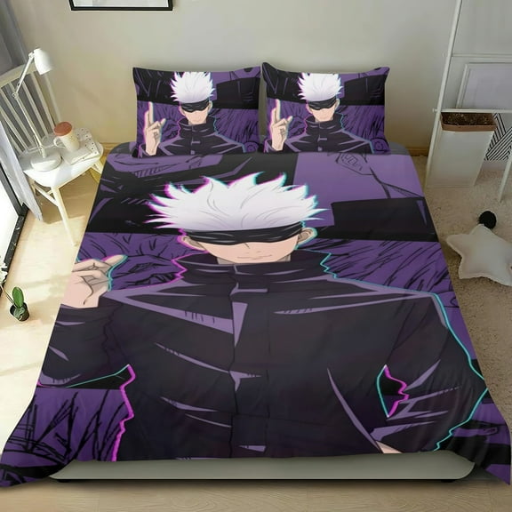3 Piece Comforter Cover Set For Satoru Gojo Bedding Set Cute Duvet Cover Sets Super Soft Teens Bedding Set Kids Bedroom Gifts,1 Duvet Cover with 2 Pillowcases Twin