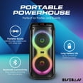 thumbnail image 2 of Risebass Portable Karaoke Machine with 2 Wireless Mics, Daul 8" Speakers, LED Lights, PA System, Remote, Bass/Treble Adjustment, SD Card/USB, REC Rolling Wheels, Trolley, Auto ducking, Guitar Input, 2 of 7