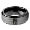 thumbnail image 2 of Tungsten Yin Yang Couple Child Band Ring 8mm Men Women Comfort Fit Black Step Bevel Edge Brushed Gray Polished, 2 of 4