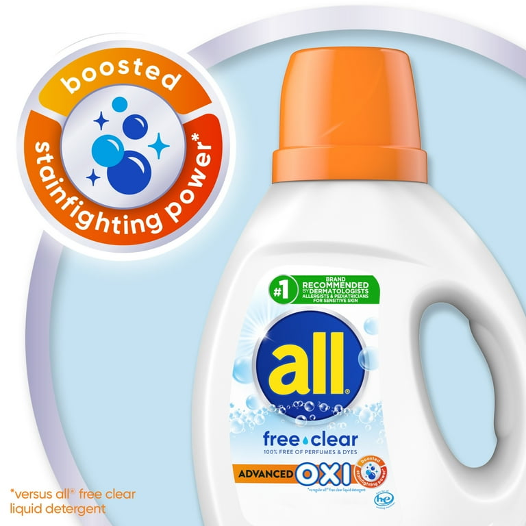 all free clear Liquid Laundry Detergent, Oxi, 88oz, 49 Loads