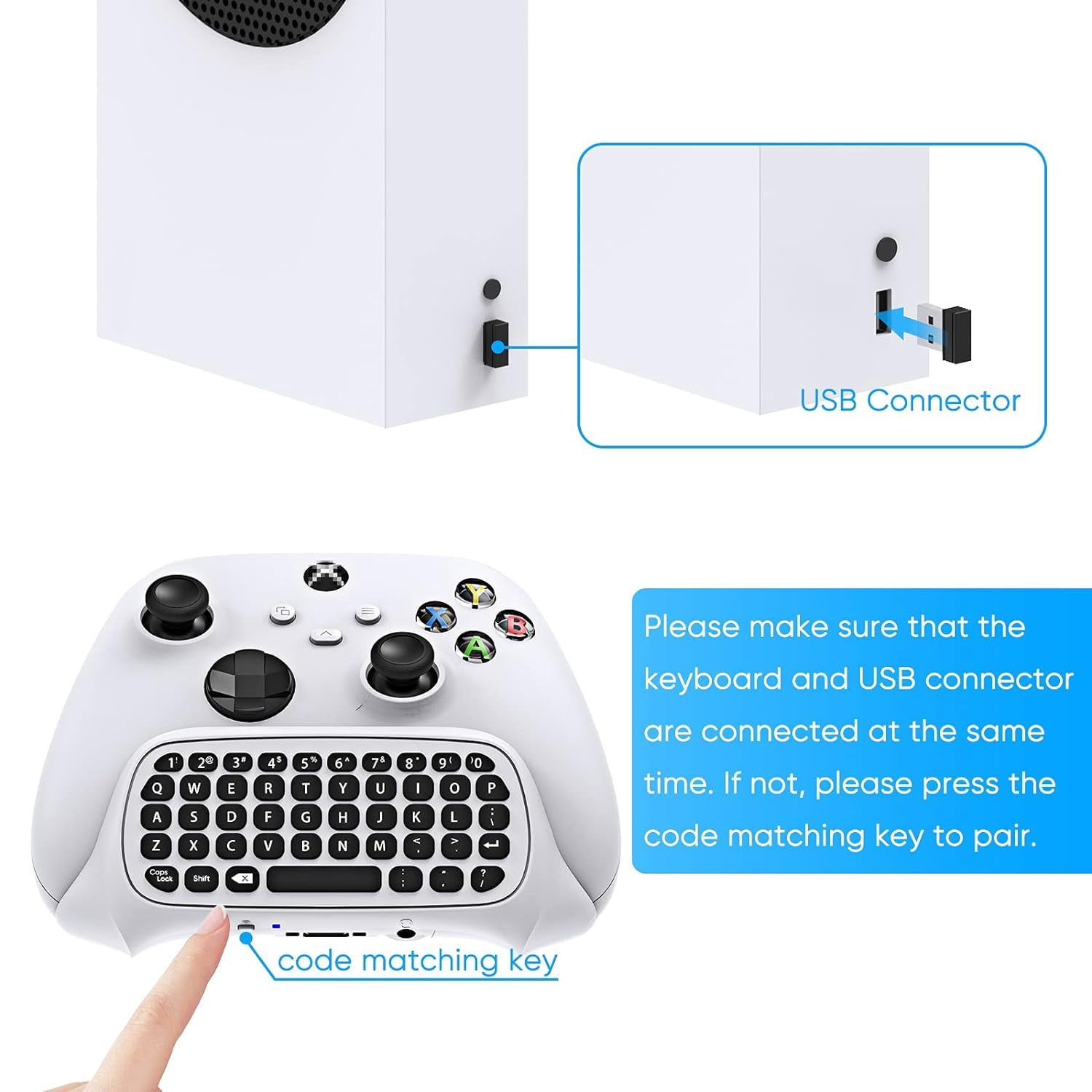 Keyboard for Xbox Series X/S/One/One S Controller, Wireless Chatpad Bluetooth Gaming Keypad with USB Receiver,Built-in Speaker,3.5mm Audio Jack Accessories for Xbox (Controller Not Included),White
