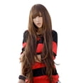 thumbnail image 4 of Femmes 80cm Mode Longue Bouclés Style Cosplay Perruque de Cheveux Pleins avec une Frange Soignée, 4 of 6