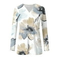 thumbnail image 5 of Women's Shirts Fashion Floral Print Dressy Blouses Casual V-Neck Shirt Pullover Long Sleeve Loose Work Tops Spring Summer Outdoor,Beach,Vacation Top Style02 XL, 5 of 5