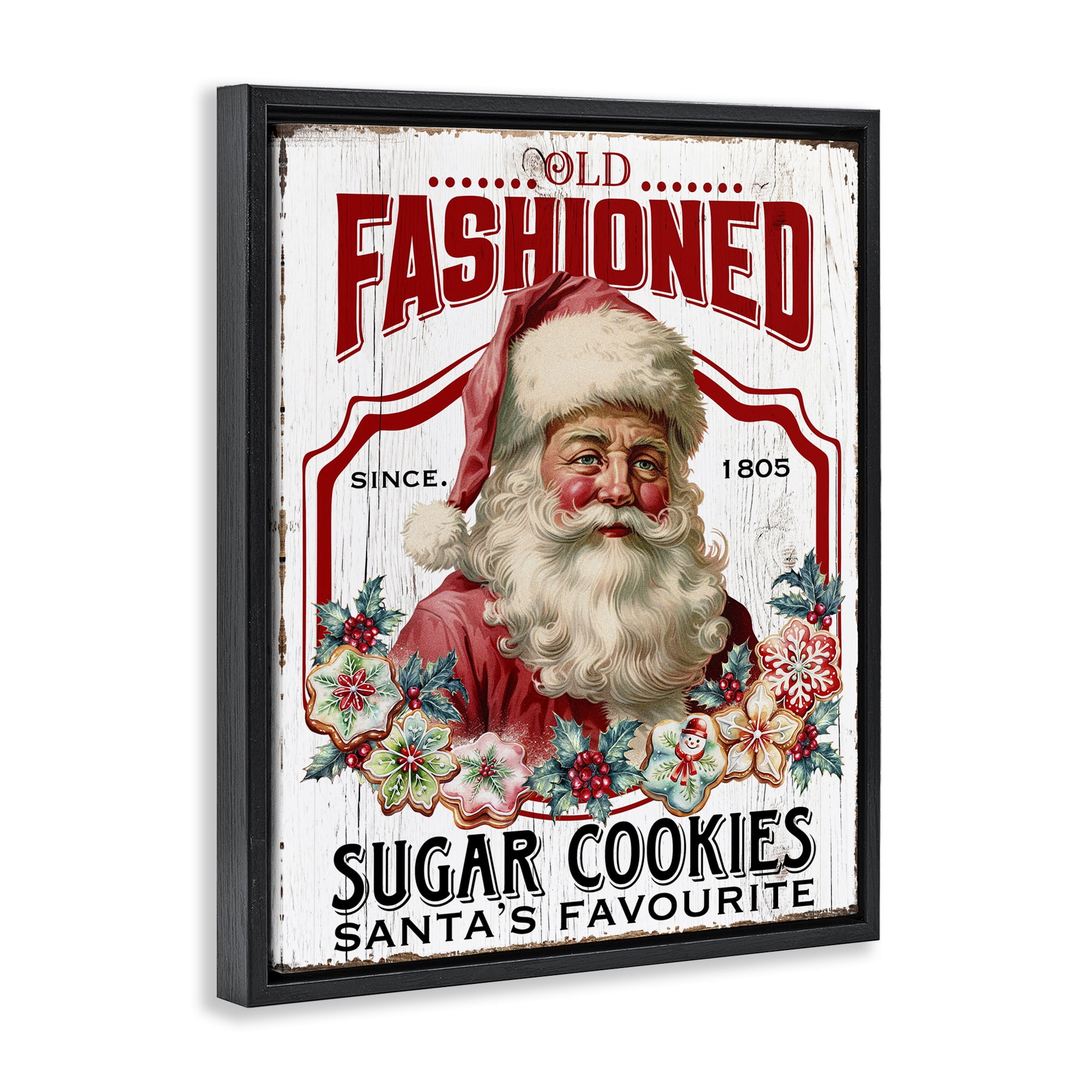 Stupell Industries Old Fashioned Cookies Holiday Painting Black Floater Framed Canvas Art Prints Wall Art, 25 x 31