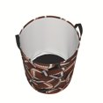 thumbnail image 4 of Bohemian Style Laundry Basket with Rugby and Football Patterns - Durable Polyester, Round Design with Handle, Freestanding Fabric Storage Basket, 4 of 7