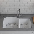 thumbnail image 3 of 32" x 20" Quartz Kitchen Sink, Double Bowl Sink, Drop-in Sink, Undermount Sink, Granite Kitchen Sink, Galaxy White Kitchen Sink with Steel Grids, Basket Strainer and Flange Lexicon Platinum LP-7030-W, 3 of 8